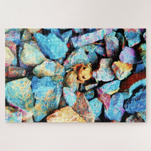 Orangefarbene Toten umgeben von farbenfrohen Felse Puzzle (Horizontal)