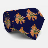 Orangefarbene tropische Blume Krawatte (Gerollt)