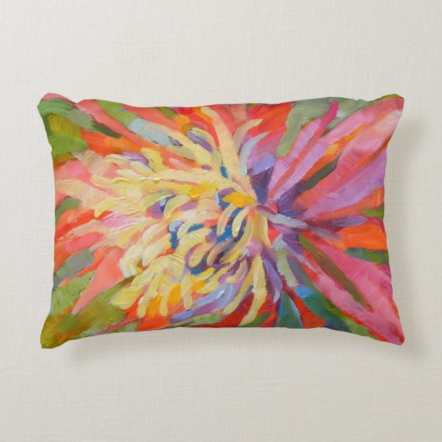 Orangefarbene tropische Flora Innen-/Außenbereich Dekokissen (Vorderseite)