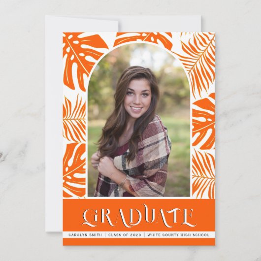 Orangefarbene tropische Klasse 2024 Foto Abschluss Ankündigung (Vorderseite)