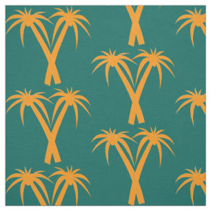Orangefarbene tropische Retro-Palmen Stoff