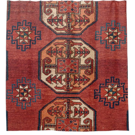 Orangefarbene Turkestan-Medallien Duschvorhang (Vorderseite)