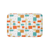Orangefarbene türkisfarbene Quadrate Retro-Muster  Badematte (Vorderseite)