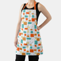 Orangefarbene türkisfarbene Quadrate Retro Muster