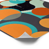 Orangefarbene und aquamarine Retrokreise Poster (Ecke)