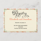 Orangefarbene und Aquamarine rustikale Hochzeitska Begleitkarte (Vorderseite)