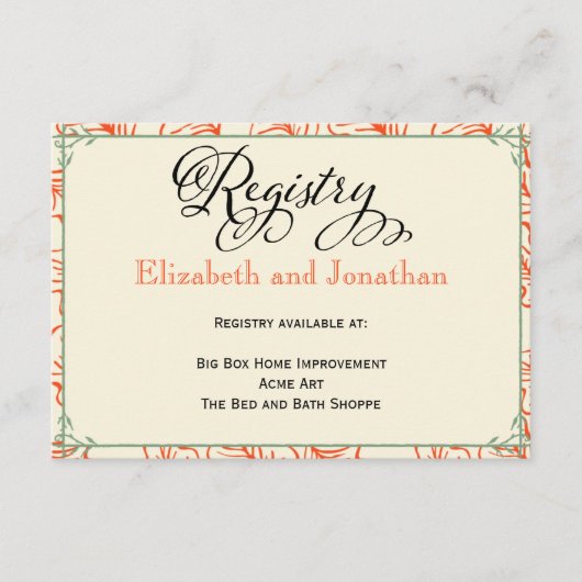 Orangefarbene und Aquamarine rustikale Hochzeitska Begleitkarte (Vorderseite)