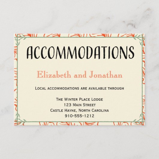 Orangefarbene und Aquamarine rustikale Hochzeitska Begleitkarte (Vorderseite)