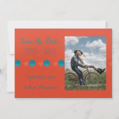 Orangefarbene und Aquamarine Save the Date flache (Vorderseite)