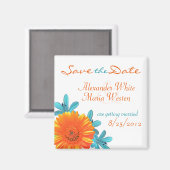 Orangefarbene und Aquamarine Sommer-Blume Speicher Magnet (Vorderseite/Rückseite)