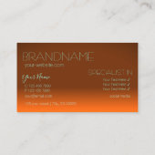 Orangefarbene und Aquamarine Spiegelbriefe Moderne Visitenkarte (Rückseite)