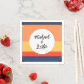 Orangefarbene und blau-flache Hochzeitsnapkins Serviette (Beispiel)