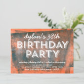 Orangefarbene und blau gezogene Tinte jedes Alter  Einladung (Stehend Vorderseite)