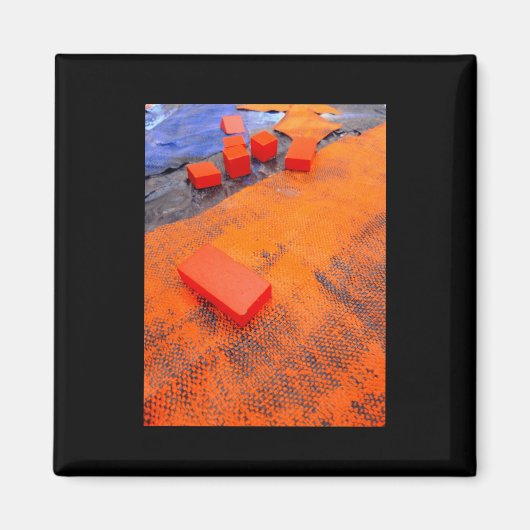 Orangefarbene und blaue Abstrakte Bio Kunststoffe Magnet (Vorne)
