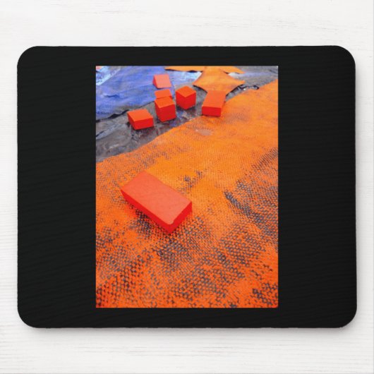 Orangefarbene und blaue Abstrakte Bio Kunststoffe Mousepad (Vorne)