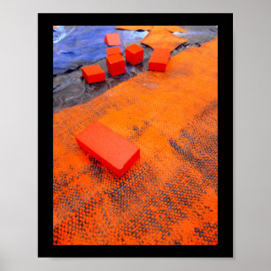 Orangefarbene und blaue Abstrakte Bio Kunststoffe Poster