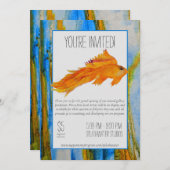 Orangefarbene und blaue Aquarellmalerei Einladung (Vorne/Hinten)