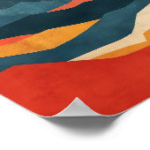 Orangefarbene und blaue Berge Landschaft Poster (Ecke)