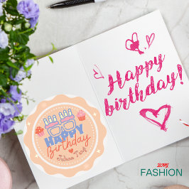 Orangefarbene und blaue Farbgebung zum Geburtstag  Runder Aufkleber