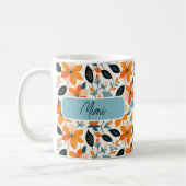 Orangefarbene und blaue Folien und Blume Personali Kaffeetasse (Links)