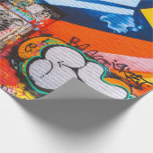 Orangefarbene und blaue Graffiti Geschenkpapier (Ecke)