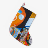 Orangefarbene und blaue Graffiti Kleiner Weihnachtsstrumpf (Vorderansicht (hängend))