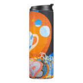 Orangefarbene und blaue Graffiti Thermosbecher (Nach links gedreht)