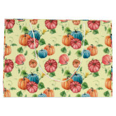 Orangefarbene und blaue Kürbis Große Geschenktüte (Rückseite)