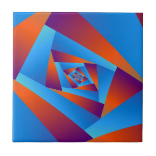 Orangefarbene und blaue Spiralfliesen Fliese