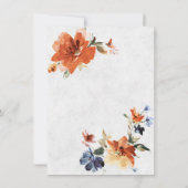 Orangefarbene und blaue Wasserfarben Save The Date (Rückseite)