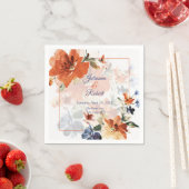 Orangefarbene und blaue Wasserfarben Serviette (Beispiel)