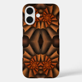 Orangefarbene und braune Abstrakte Spiralen Herbst iPhone 16 Hülle
