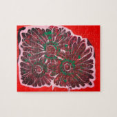 Orangefarbene und braune Batik-Blume Puzzle (Horizontal)
