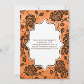 Orangefarbene und braune Flora Damask Einladung zu (Rückseite)