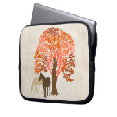 Orangefarbene und braune Herbstpferde Laptopschutzhülle (Vorderseite Links)