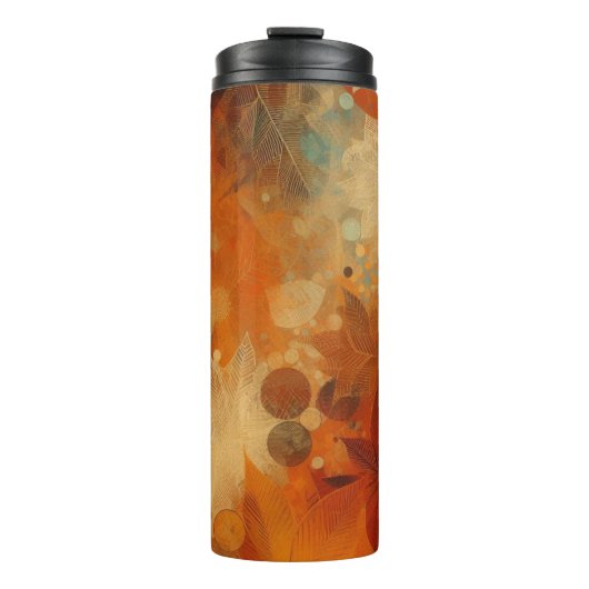 Orangefarbene und braune Herbsttextur Thermosbecher (Vorderseite)