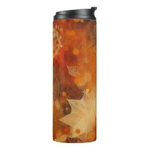 Orangefarbene und braune Herbsttextur Thermosbecher