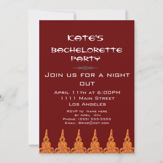 Orangefarbene und braune Party Einladung (Vorderseite)