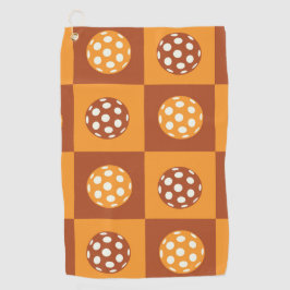 Orangefarbene und braune Pickleball-Balls Golfhandtuch