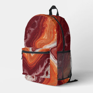 orangefarbene und burgunderrote Flüssigkeit Bedruckter Rucksack