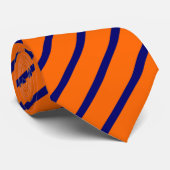 Orangefarbene und dunkelblaue Diagonalstreifen Krawatte (Gerollt)