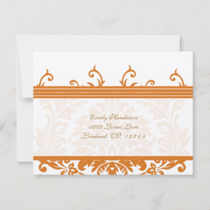 Orangefarbene und Elfenbeindampfer-Einsteckkarte RSVP Karte