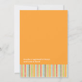 Orangefarbene und farbige Streifen Brautparty lädt Einladung (Rückseite)