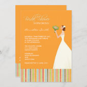 Orangefarbene und farbige Streifen Brautparty lädt Einladung (Vorne/Hinten)