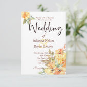 Orangefarbene und gelbe Aquarellfarben Hochzeit mi Einladung (Stehend Vorderseite)