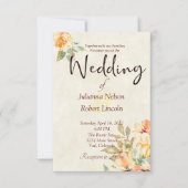 Orangefarbene und gelbe Aquarellfarben Hochzeit mi Einladung (Vorderseite)