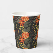 Orangefarbene und gelbe Blütenmuster Papierkästen Pappbecher (Links)