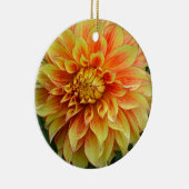 Orangefarbene und gelbe Dahlien-Blume Keramikornament (Rechts)