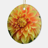Orangefarbene und gelbe Dahlien-Blume Keramikornament (Links)