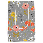 Orangefarbene und gelbe Doodle-Blume mittelgroße G Mittlere Geschenktüte (Rückseite)